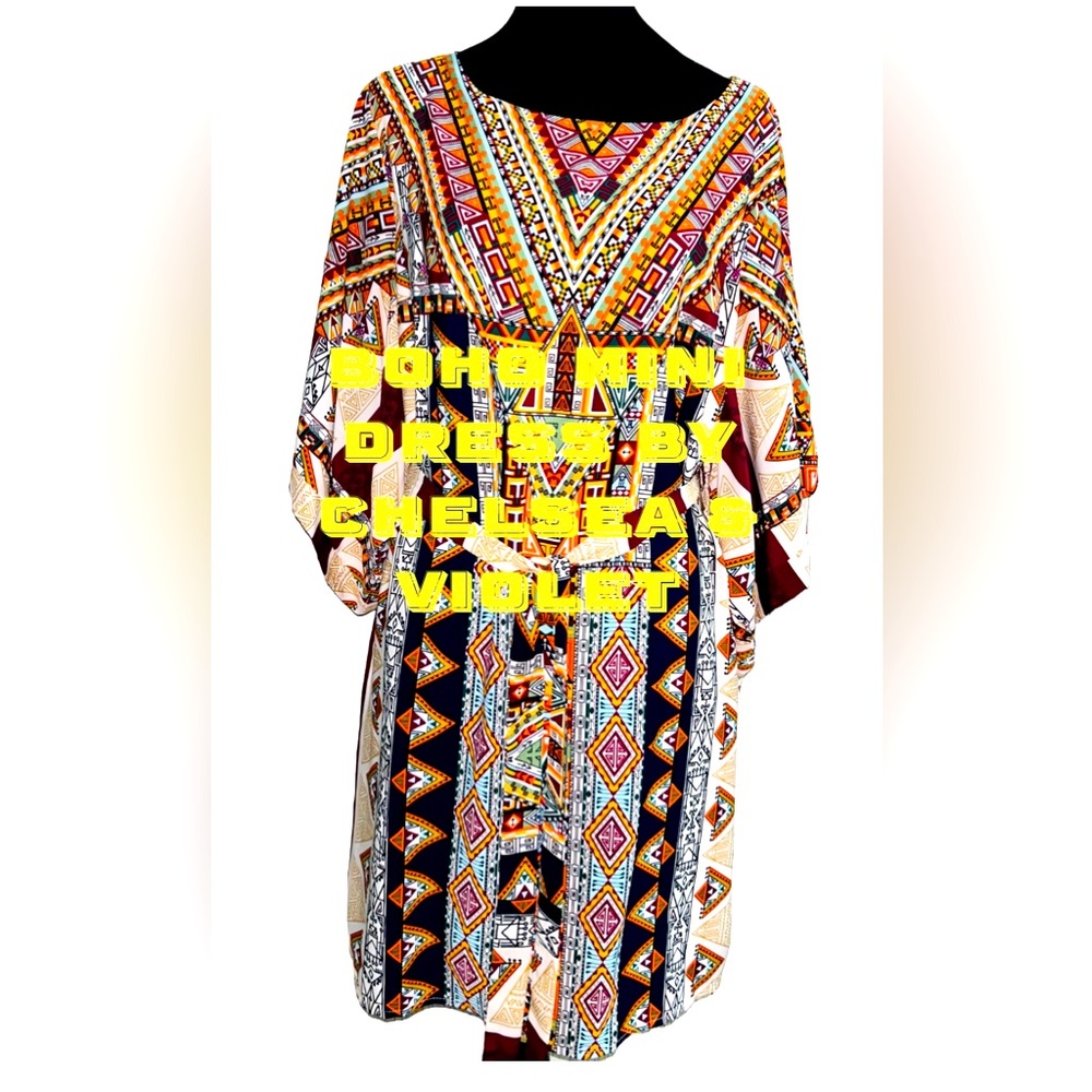🌼BOHO HIPPIE Style Knee Hem Abstract Print Dress by Chelsea & Violet🌼 - Picture 2 of 7